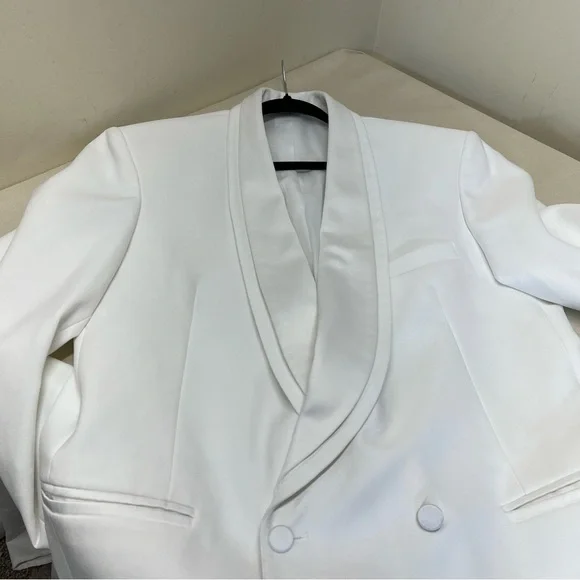 Oscar De La Renta Formal Double Breasted White Blazer